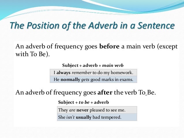 Where To Put Adverbs In A Sentence WHERE TO PUT ADVERBS IN A SENTENCE